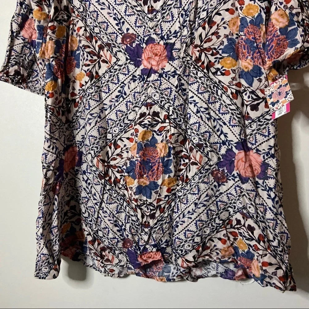Tunic Mini Dress Cold Shoulder Boho Hippie In Petal Size XXL XHILARATION NWT - Picture 6 of 14